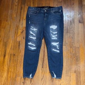 Torrid Dark Blue Distressed Ankle Jeans